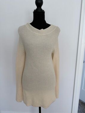 A.L.C. Cream Ribbed Scoop-Neck Sweater